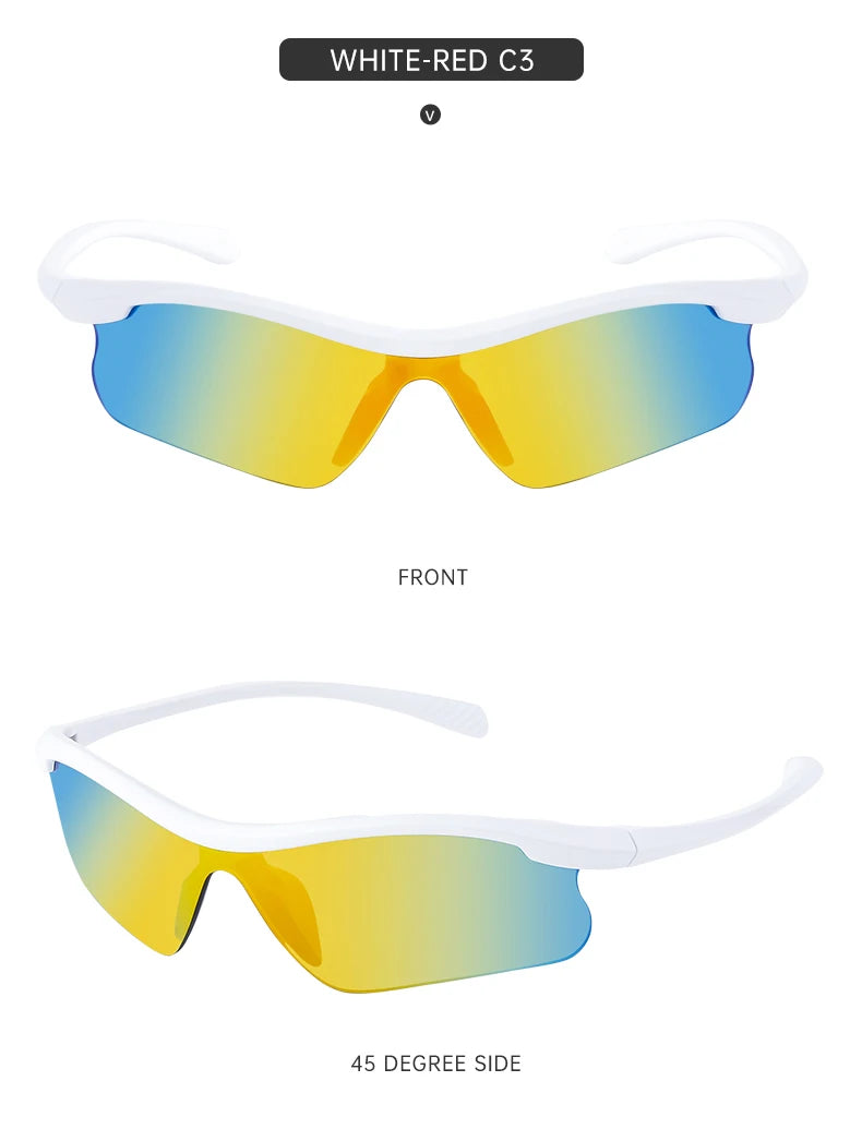 Sports Sunglasses Women Outdoor Cycling Goggle Men Fashion One-Piece Windproof Sunglass Male 2026 New Semi-Rimless Sun Glasses