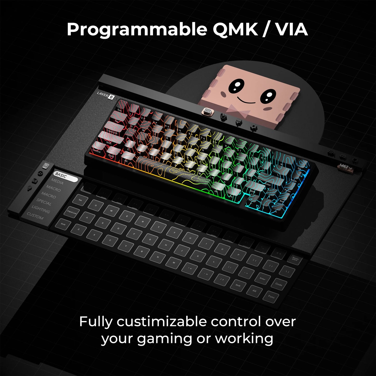 XVX M67 JadeStone mechanische Tastatur mit IMD-Tech-Tastenkappen, Hot-Swap-fähig, Gasket-Mount, Tri-Mode, individuell anpassbares RGB, kabellose Tastatur 65%