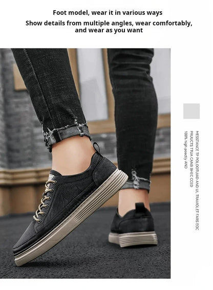 Classic Men's Sneakers Platform Slip-On Casual Leather Sneakers New Comfort Flat Spring Loafers Shoes