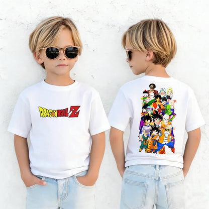 Anime Dragon Ball Cosplay T-Shirt Cotton Short Sleeve Tops Casual Loose Retro T-Shirt Men Women Family Matching Summer Outfits