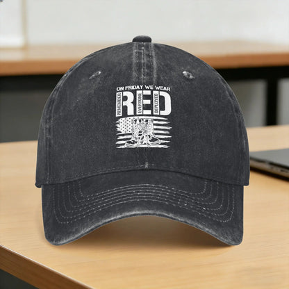 On Friday We Wear Red Friday Military Support Troops US Flag Casual Baseball Cap Summer  Trucker Hat Sunscreen  Gym Hip Hop Hats