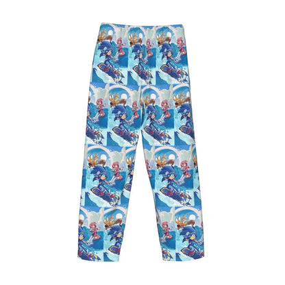Custom Print Men's Soniced Pajama Pants Hedgehog Game Sleepwear Sleep Lounge Bottoms with Pockets