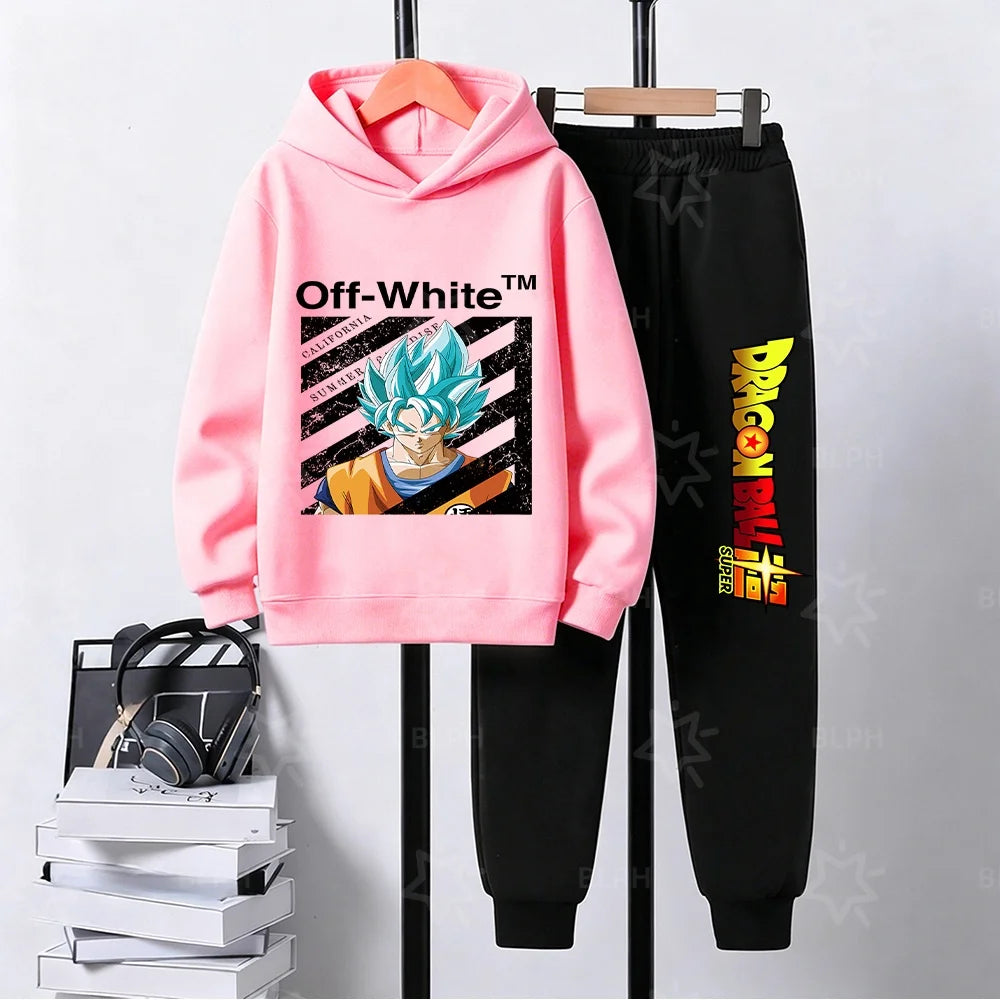 Kids Dragon Ball Camo Goku Printed Hoodie Set Casual Loose Comfortable Long Sleeve Sweatshirt Pants 2 Piece Outfits for Boys