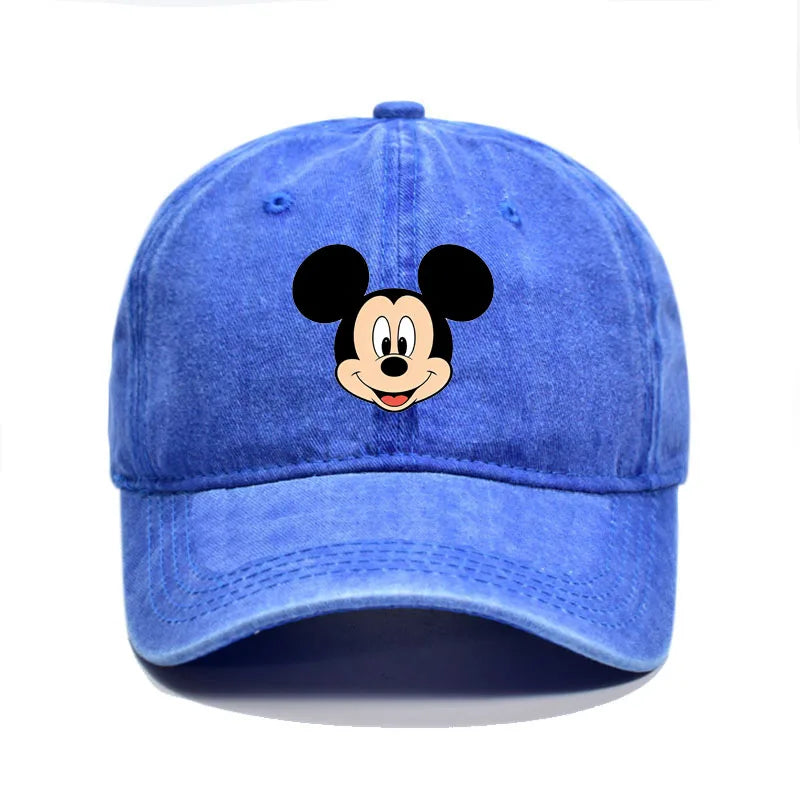 Unisex Vintage Washed Mickey Minnie Print Baseball Cap for Men Women Cartoon Trucker Hat Adjustable Snapback Casual Hip Hop Hat
