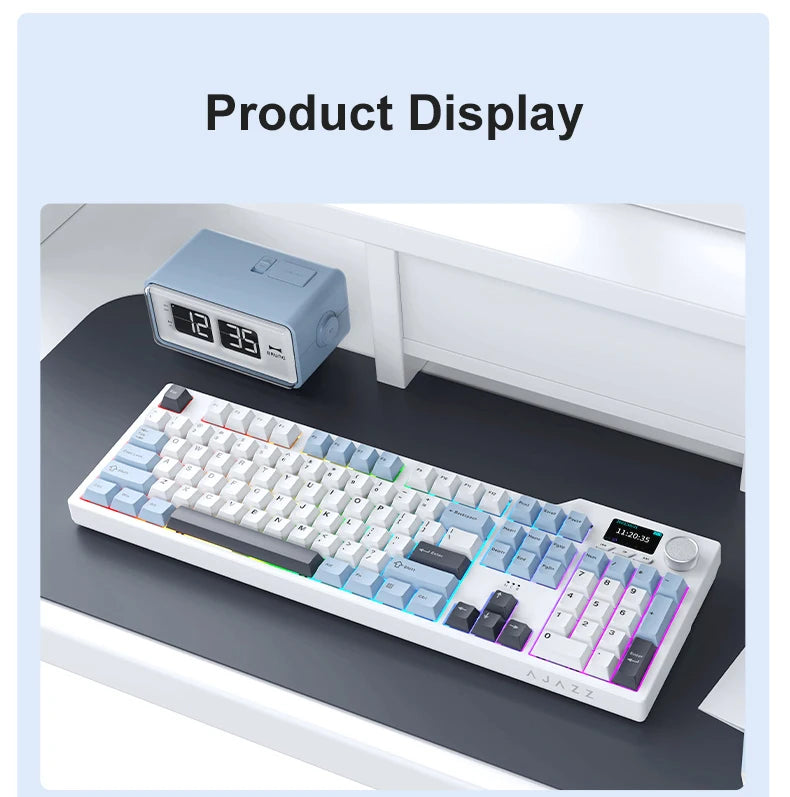 Neue AJAZZ AK35I V3 MAX Tri-Mode kabelgebundene Bluetooth-Wireless-Gaming-Tastatur mit Gasket-Struktur, Full-Key-Hot-Swap, 104 Tasten, individuell anpassbare Tastatur
