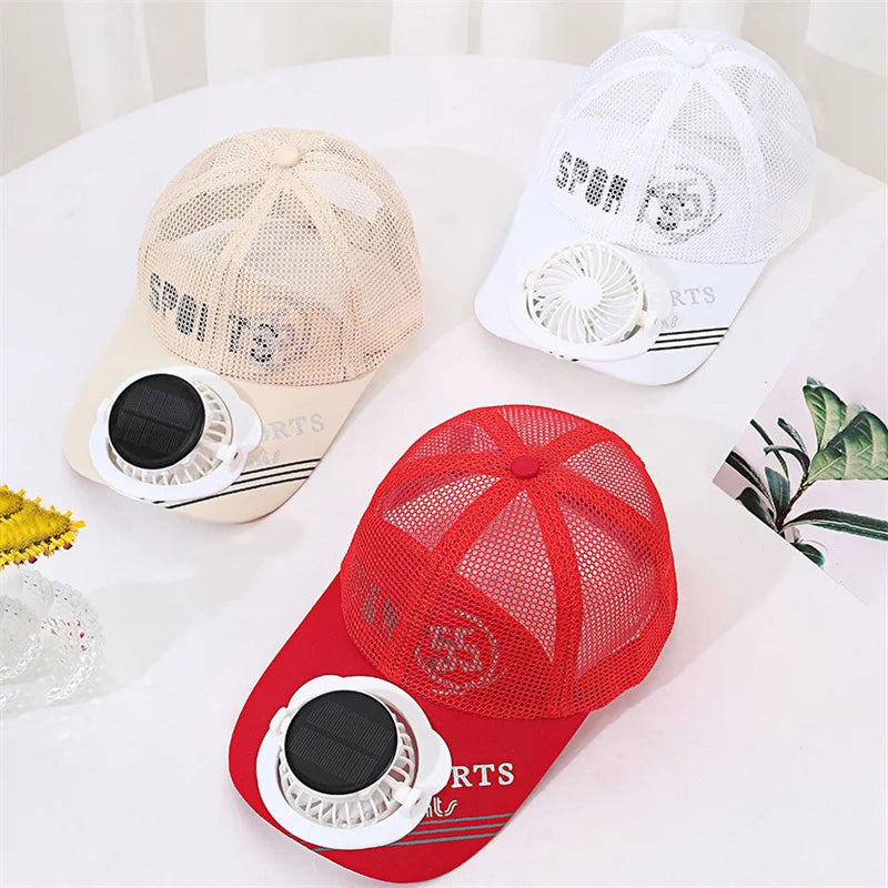 Solar Powered Charge Fan Baseball Cap Adults Summer Outdoor Camping Fishing Sun Shading  Duck Tongue Mesh Cap Father's Day Gifts