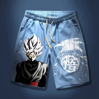 2026 Summer Dragon Ball Goku Black Go Kanji Retro Quick-Dry Print Shorts Adult Kids Plus Size Breathable Anime Fan Casual Shorts