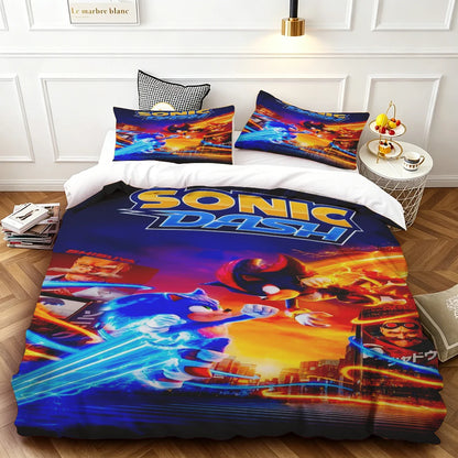 Popular Sonic Cartoon Role Characters Print Bedding Set Duvet Cover Comforter Bed Youth Kids Girl Boys Luxury Birthday Gift soft