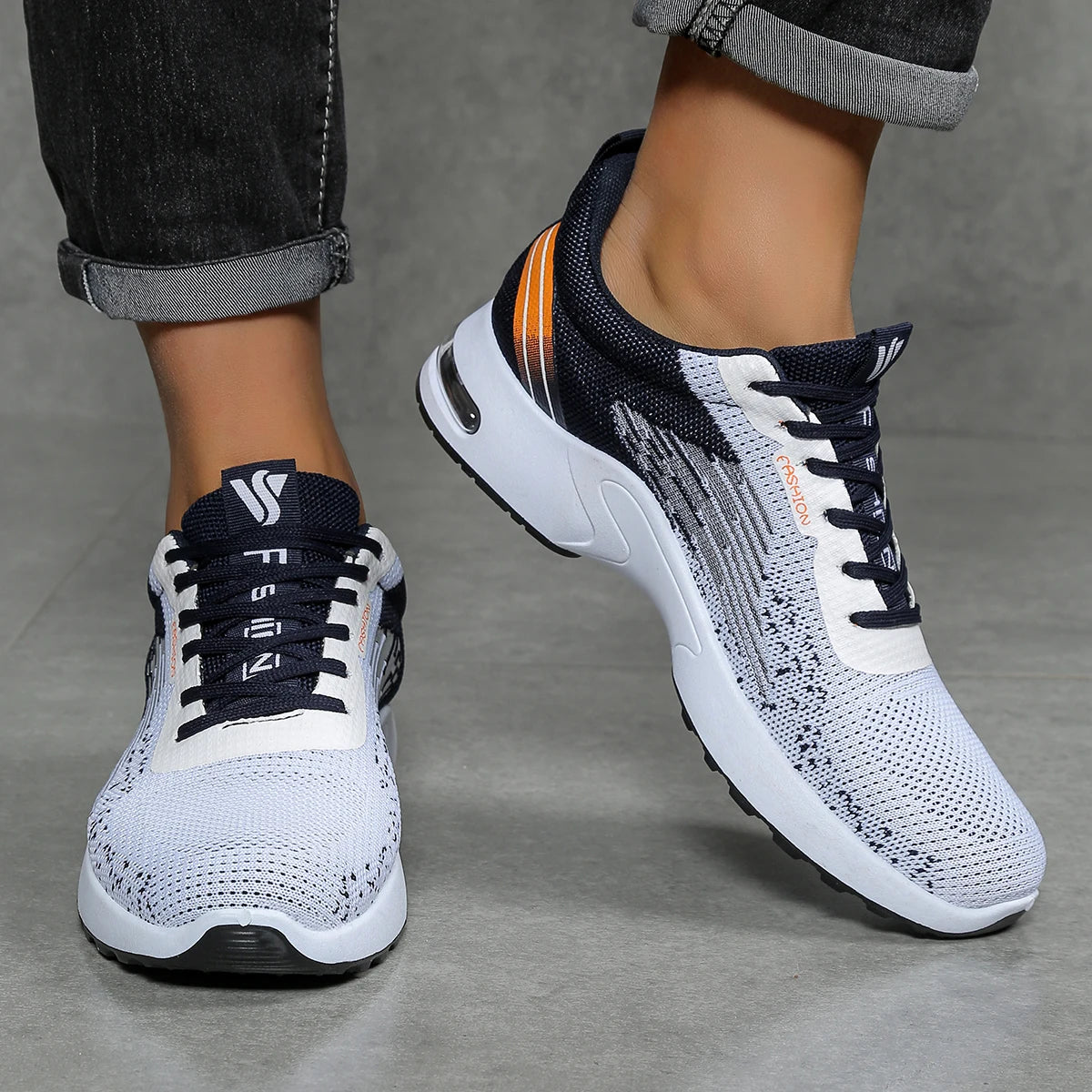 Scarpe da uomo, scarpe casual da uomo, mesh traspirante, ammortizzate ad aria, suola morbida, scarpe sportive alla moda color block