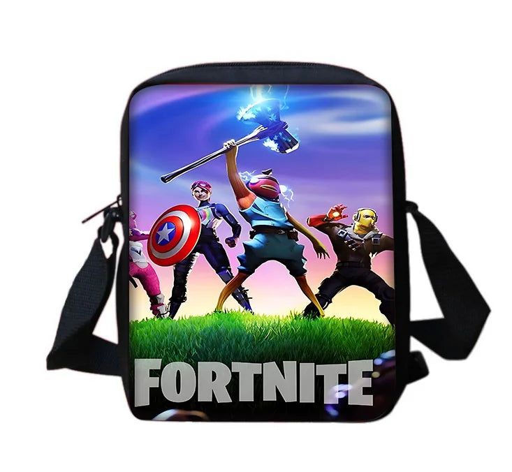 Mochila Escolar Infantil com Mala de Ombro e Estojos para Lápis, Malas Escolares com Design Hot Game-F-FortniteS para Rapazes e Raparigas, Melhor Presente