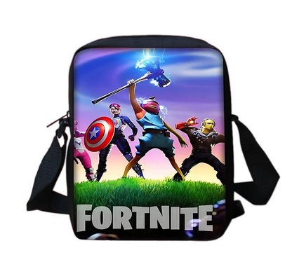 Mochila Escolar Infantil com Mala de Ombro e Estojos para Lápis, Malas Escolares com Design Hot Game-F-FortniteS para Rapazes e Raparigas, Melhor Presente