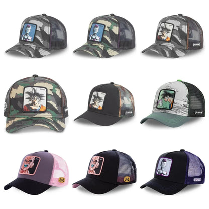 „Dragon Ball Buu Goku“ kepurė – vasarinė kelioninė kepurė su snapeliu, vyriška, siuvinėta, hip-hop stiliaus, su saulės skydeliu, reguliuojama, „trucker“ stiliaus tinklinė kepurė