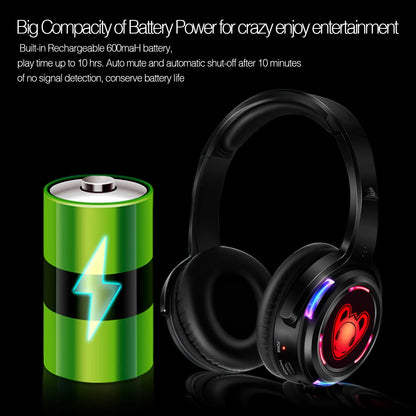 Auriculares inalámbricos Silent Disco RF LED para DJ y fiestas 863–865MHz/915MHz con iluminación LED de 3 canales y batería de 10H