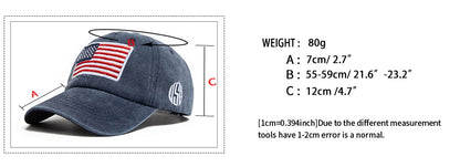 USA Flag Men's Baseball Cap Retro Embroidery Washed Cotton Dad Hats Fashion Women Hip Hop Caps Summer Outdoor Sun Visor Hat