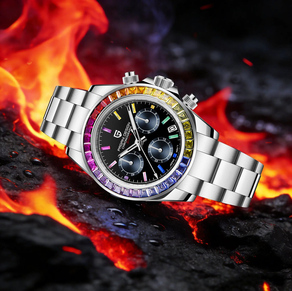 PAGANI DESIGN Men Exquisite Quartz Watch Luxury Choice VK63 Sapphire Mirror Stainless Steel Calendar Small Three-Pin Chronograph