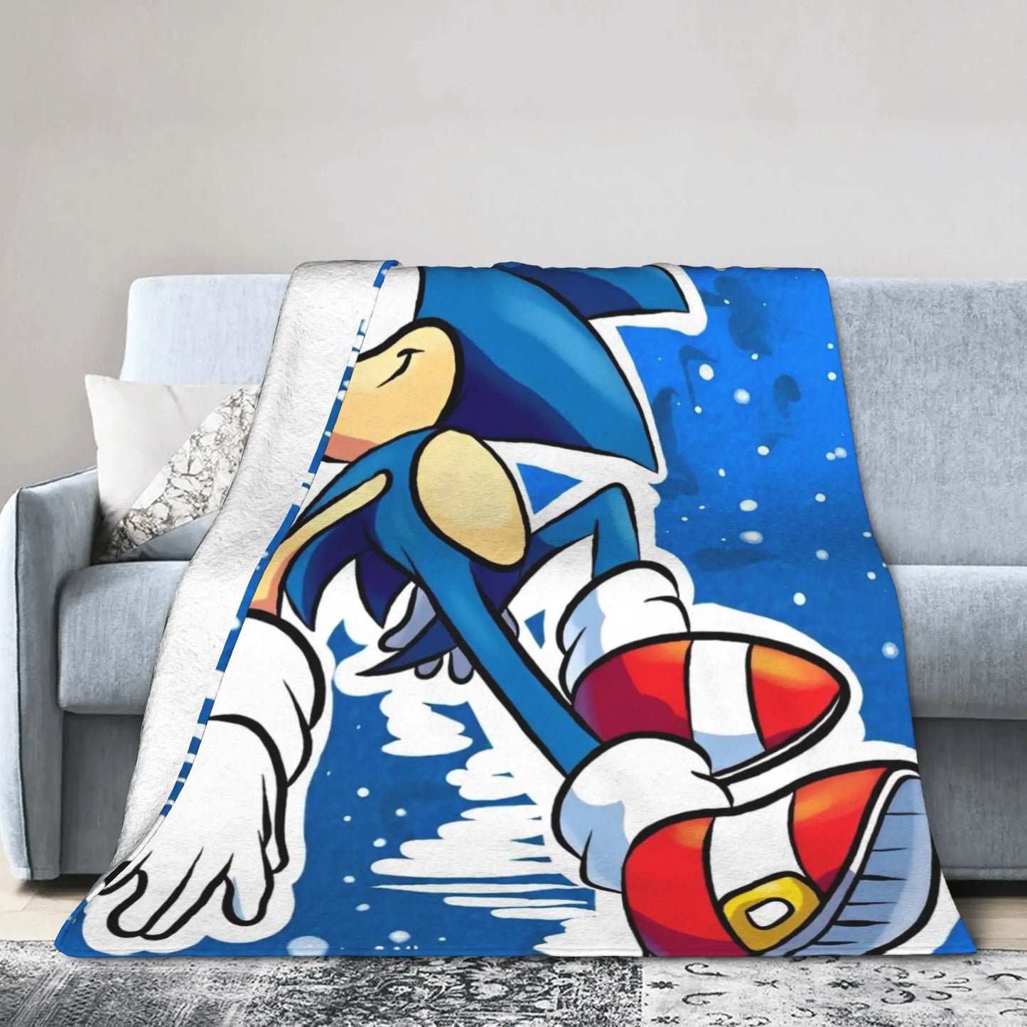 Shadow Game Blanket Soniced Cartoon Flannel Throw Blankets Summer Air Conditioning Decoration Lightweight Bedspreads