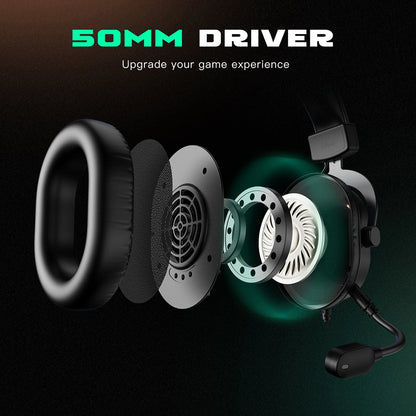 FIFINE RGB-Gaming-Headset mit Mikrofon – kabelgebundene USB-Over-Ear-Kopfhörer mit 7.1-Surround-Sound für PC, PS4, PS5, mit EQ-Modi & Geräuschisolierung