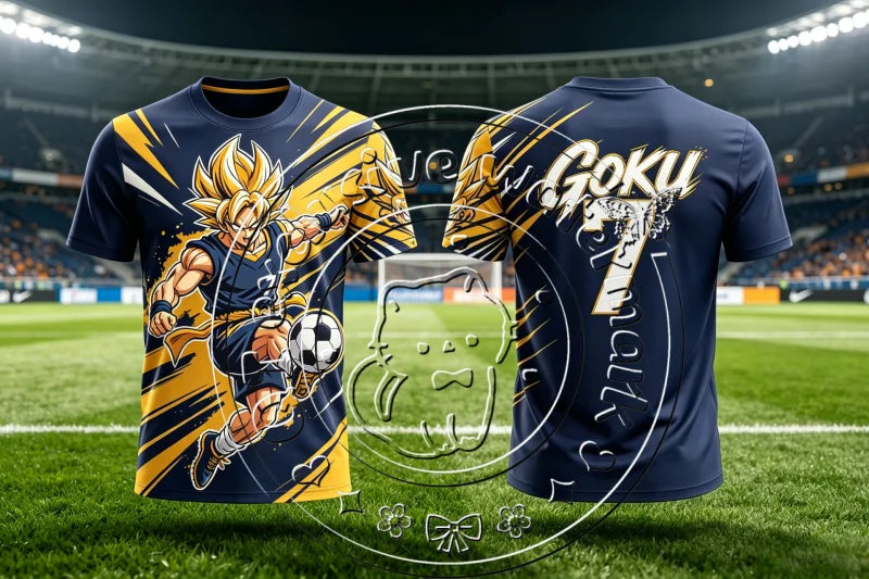 Hot Dragon Ball Z Green Saiyan Goku 7 Football Shirt 3D Full Print Quick Dry Unisex Vintage Anime Trendy Sports Short Sleeve Top