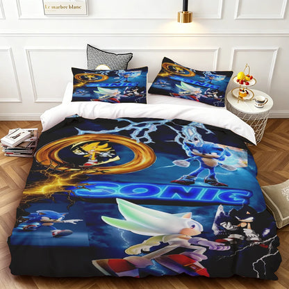 Cartoon Kids Sonics Duvet Cover Cool Bedding Set Comforter Cover with Pillowcase Queen King Bedroom Children Teens beautiful