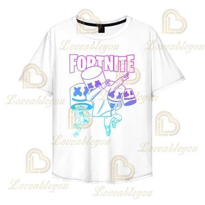 T-shirt cartoon per ragazzi e ragazze Fortnite Battle Royale 3D, 3-14 anni, Victory Royale, top da gioco per bambini e adolescenti