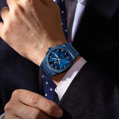 POEDAGAR Luxus-Herrenuhr, wasserdichte Quarzuhr aus Edelstahl, Herrenuhr mit Wochentagsanzeige und Datumsanzeige, Business-Herrenuhren, Reloj Hombre