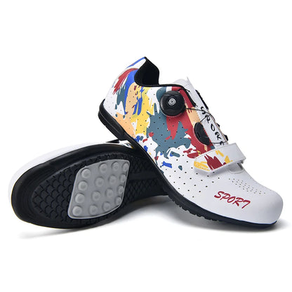 Lock-Free Cycling Shoes, Flat Pedal Shoes for Men, Bike Cleat Sneakers, MTB Bicycle Biking Shoes for Women, Breathable Indoor Boots