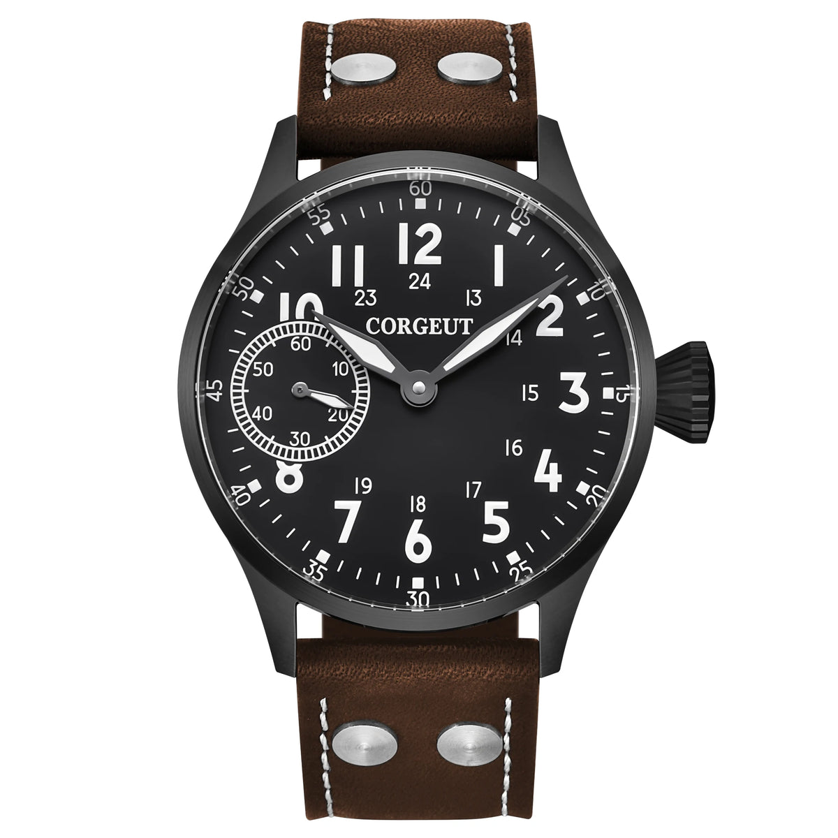 Corgeut Seagull ST3600 17 Jewelry 44mm Mechanical Watch Hand Wound Sapphire waterproof Watch Sports Leather Luxury 6497 Watch