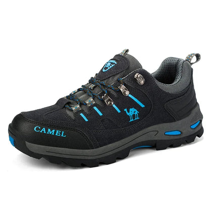 Suede Leather Men Hiking Shoes Outdoor Trail Trekking Sneakers Men Non-slip Breathable Climbing Shoes Men Mountain Sports Shoes