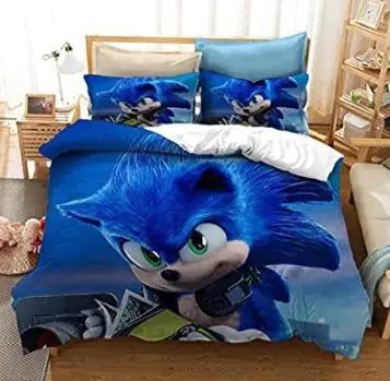 The Movie Sonics Printing Bedding Set Anime Digital Cartoon hedgehogs Duvet Cover Comforter Bed Youth Kids Girl Boys Gift