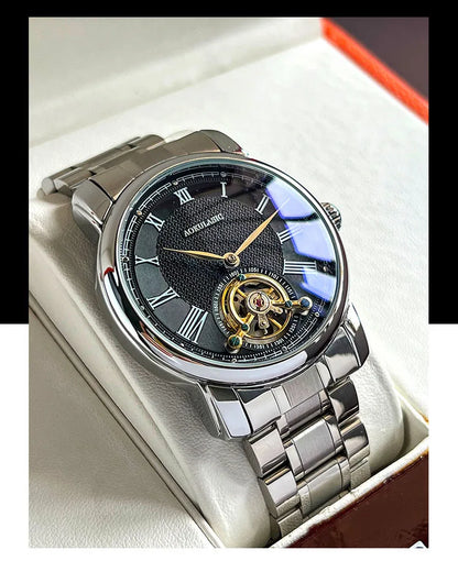 AOKULASIC Brand Men Mechanical Watch Fashion Luxury Business Tourbillion Wristwatch Male Waterproof Sport Automatic Casual Clock
