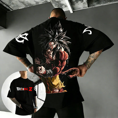 2026 New Hot Anime Dragon Ball Goku Printed Cotton Men's T-shirt Overside American and Women's Breathable Sports Round-neck