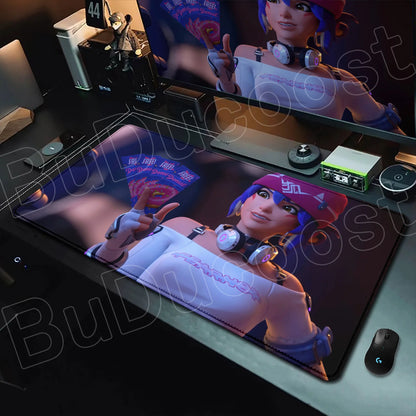 Геймърски пад за мишка Overwatch Anime Girl, голям XXL, HD печат, постелка за компютърна клавиатура, лаптоп и офис, мека гумена подложка за бюро, 900x400 MM