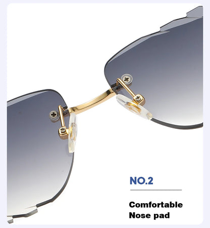 Retro Sunglasses For Men And Women High-End Frameless Fashion UV400 Irregular Cut Lenses Women Sun Glasses