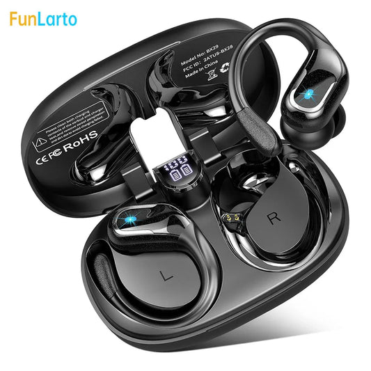 Écouteurs sans fil Bluetooth 5.3 TWS Deep Bass, écouteurs étanches, écouteurs intra-auriculaires, affichage LED, adaptés au travail, à la gym, au sport