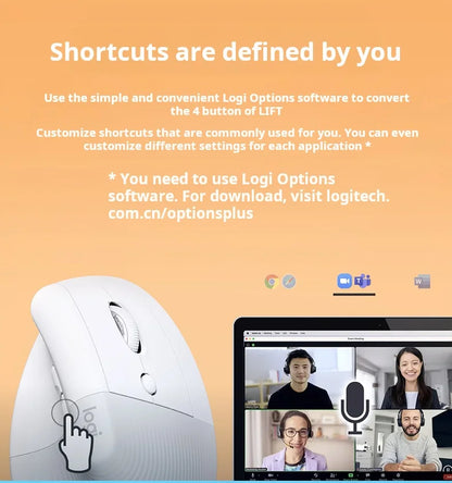 Logitech Lift Ergonomic Bluetooth Wireless Mouse Vertical Mouse Small Mouse Business Office 3 Devices Switch In Seconds