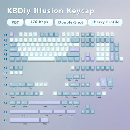KBDiy GMK Illusion Keycap Perfil Cherry Double Shot PBT ISO Teclas para Kit de Teclado Mecânico Gamer Gaming Point Retro
