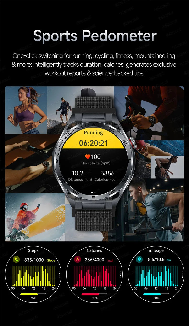 Smart Watch Men High-end Health Blood Pressure Blood Oxygen Lipids Uric Acid Sapphire Smart Watches Ai GPT Custom Dial ECG 2026
