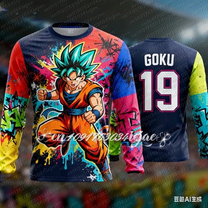 2026 Anime Dragon Ball Z Comfortable and Breathable Special Football Long Sleeve T-shirt Kids Goku Sports Quick-Drying Clothing