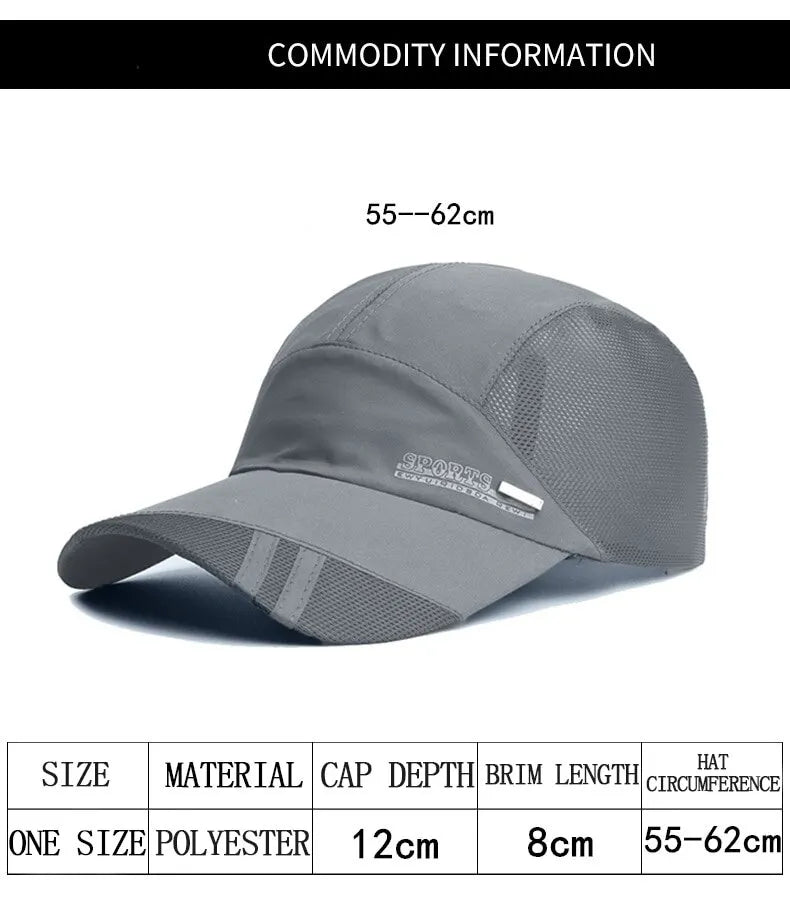 The New Spring Sun Hat Outdoor Travel Baseball Cap Sports Breathable Hat Screening Speed Dry Hat