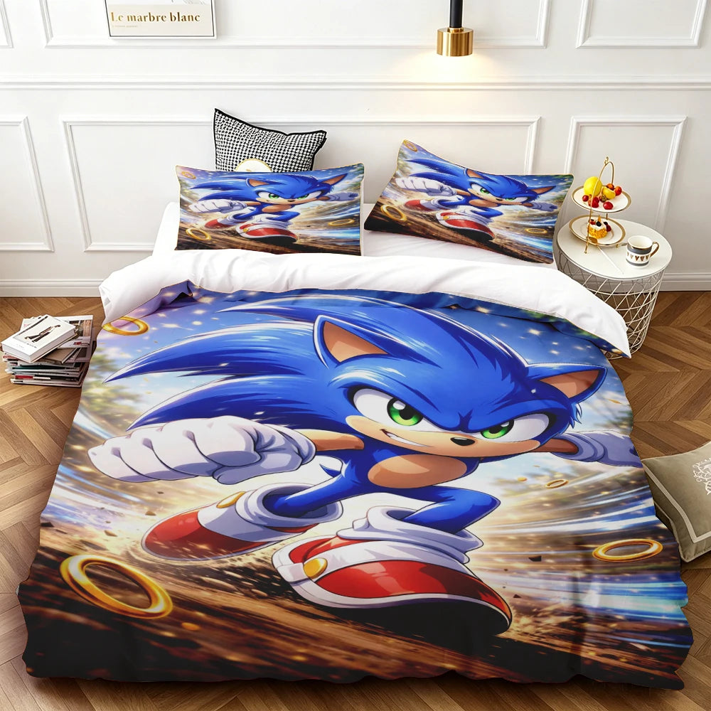 Sonic Duvet Cover for Kids Cool Bedding Set, Duvet Cover for Bedroom Decor Soft and ComfortableTwin, Double, Queen, and King