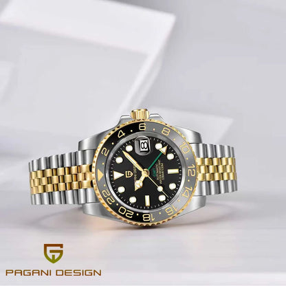 Pagani Design GMT mekanisk herreur – Luksusmodel med safirglas, rustfrit stålhus og keramisk ramme – Automatisk herreur, professionel stil