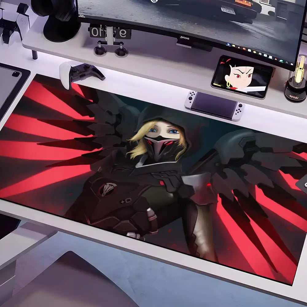 Overwatch-Mauspad in mehreren Größen, große quadratische Computer-, Büro- und Gaming-Tischmatte aus rutschfestem Gummi