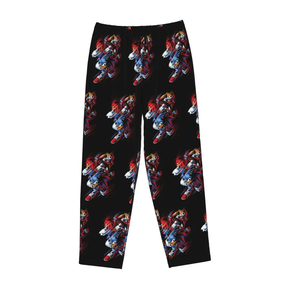 Custom Printed Womens Soniced Pajama Pants Hedgehog Game Sleepwear Sleep Lounge Bottoms with Pockets