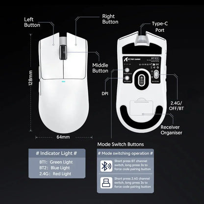 ATTACK SHARK X11SE ultralet trådløs gamingmus, 20Million cyklusser levetid, PAW3311 Gaming, 22KDPI, 400IPS, 40G, 1KHz, 65 timer, 30mAH
