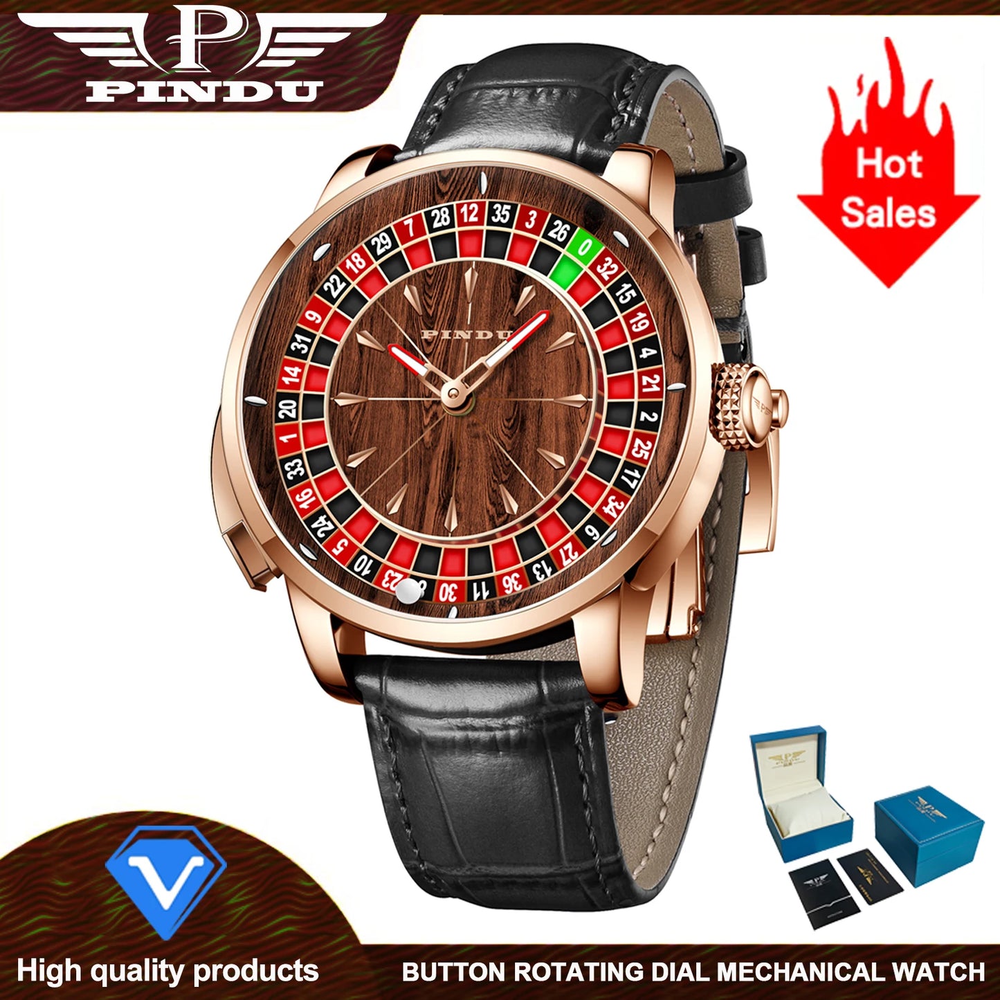 2025 NEW PINDU design Rotating dial Mechanical Watch Men Japan NH35 Movement Sapphire Waterproof TOP-luxurious Automatic watch