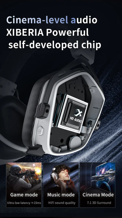 XIBERIA Wireless Gaming Headphones K03S Pro 7.1 Surround Sound 2.4GHz 4 Mode Headsets Gamer 2000mAh Battery Low Latency IEM
