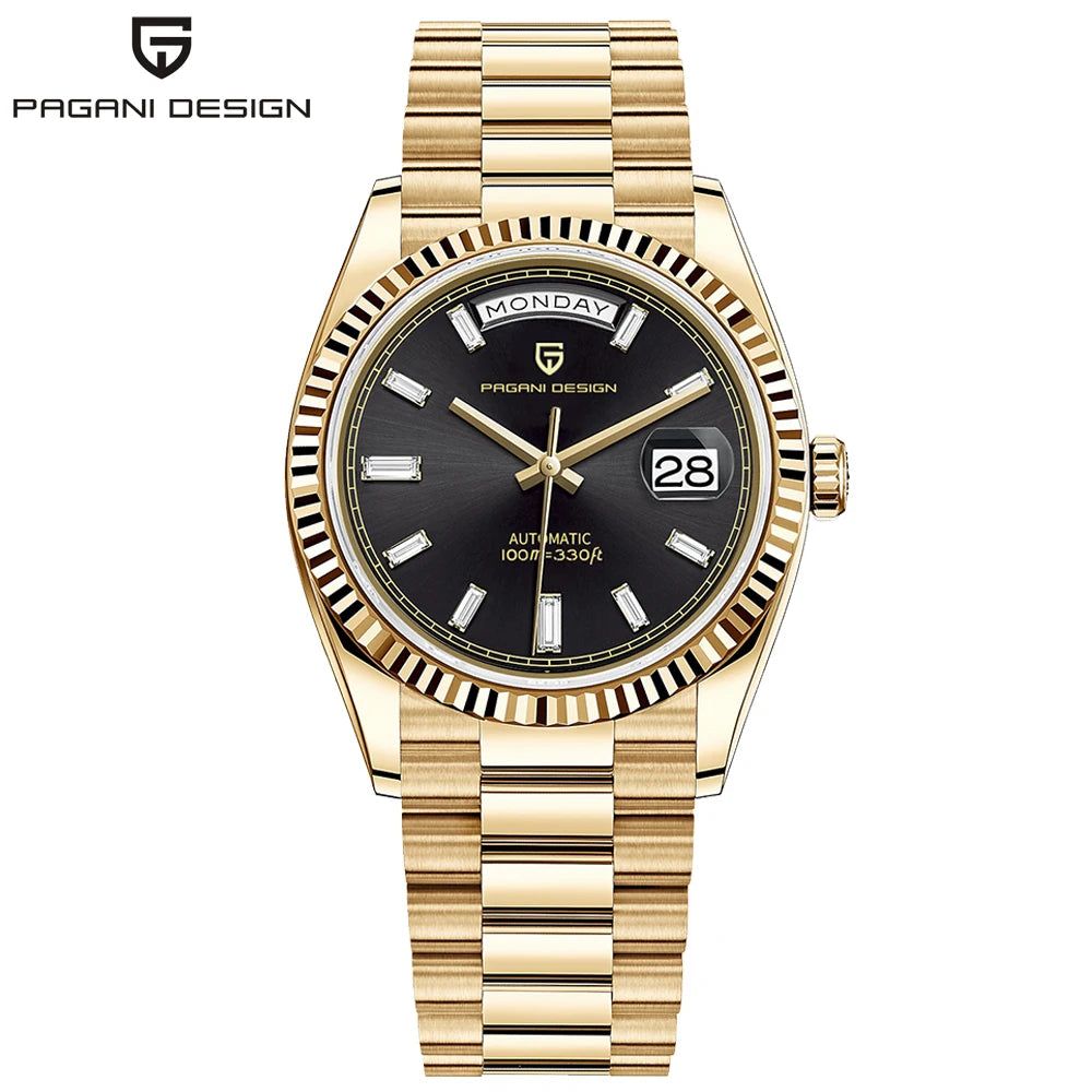 PAGANI DESIGN New DD36 Rose Gold Luxury Automatic Mechanical Watch For Men ST16 100M Waterproof AR Sapphire Glass Wristwatch Men