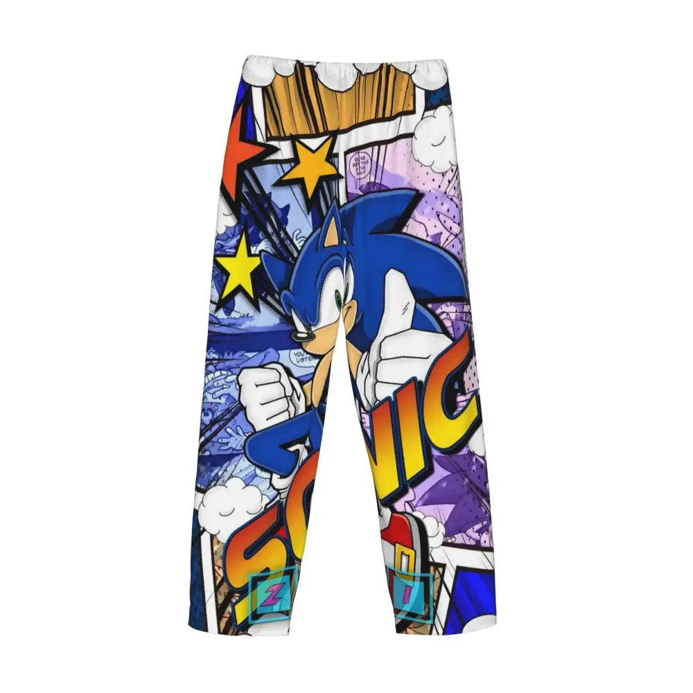 Custom Print Men's Soniced Pajama Pants Hedgehog Game Sleepwear Sleep Lounge Bottoms with Pockets