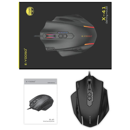 E-YOOSO X-41 Pro USB Wired Gaming Mouse RGB Backlit 12400 DPI 11Buttons Programmable Ergonomic Mice for Work Computer PC Laptop