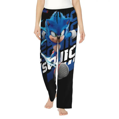 Custom Women Soniced Pajama Pants Printed Hedgehog Game Sleep Sleepwear Bottoms with Pockets
